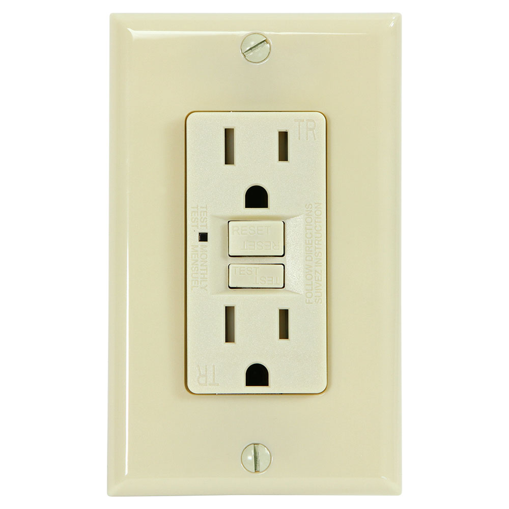 USI Electric G1315TRIV 15 Amp GFCI Receptacle Duplex Outlet Protection, Ivory