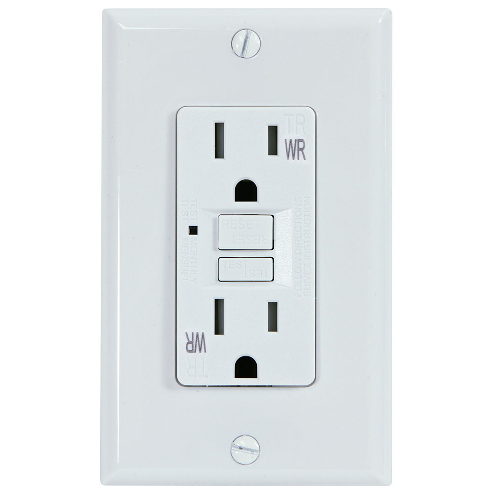 USI Electric G1415TWRWH 15 Amp GFCI Weather Resistant Outdoor Receptacle Duplex Outlet Protection, White