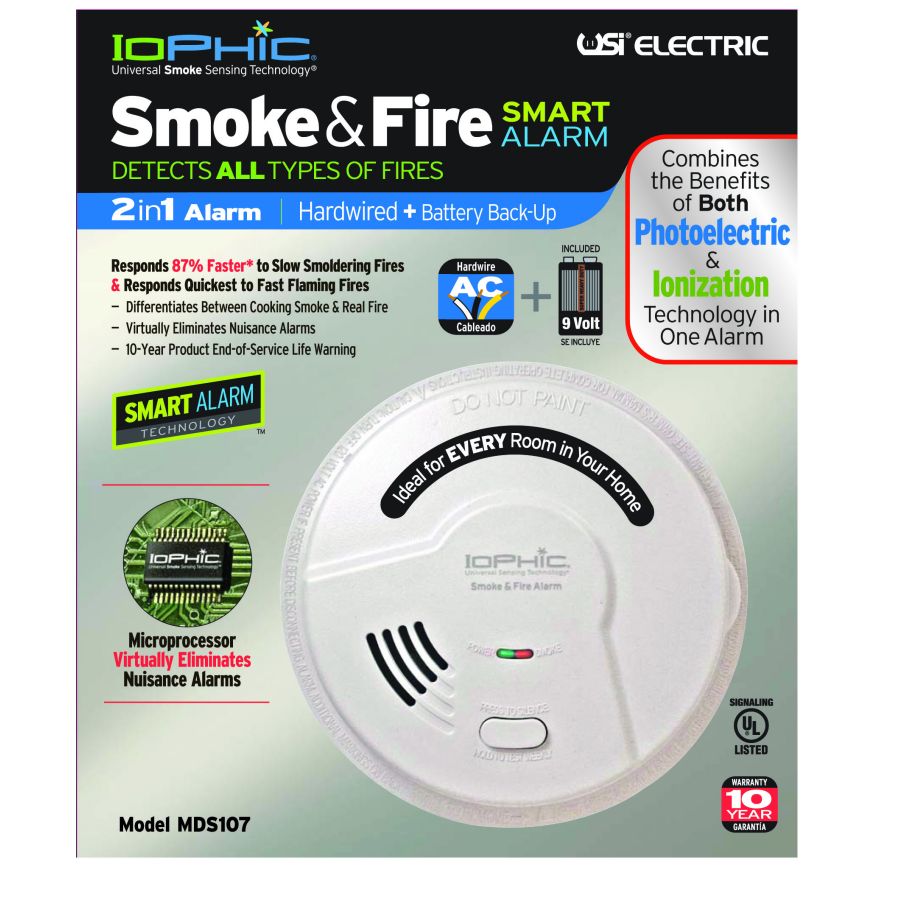 USI MDS107CN USST (IoPhic) Hardwired Smoke and Fire Alarm with